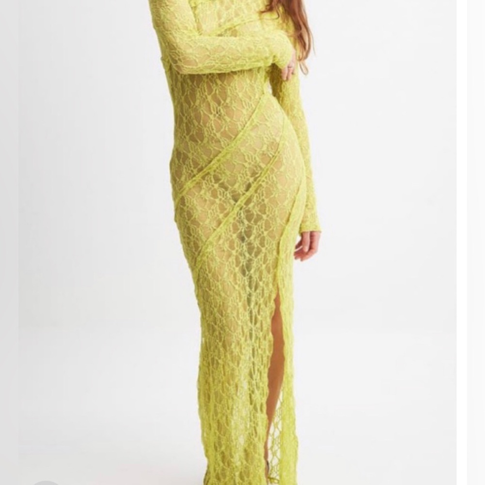 Lime Green Lace Maxi Dress